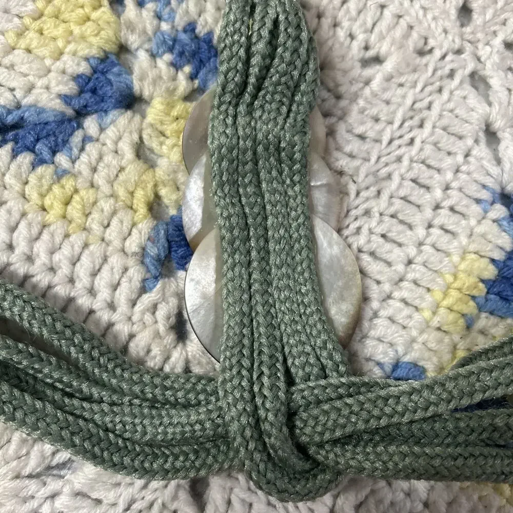 Unbranded Vintage Shell Belt Women One Size Sage Green Braided Rope Boho Coastal